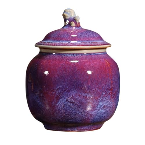LINKIO Ceramic Food Jar Vintage Pure Handmade Loose Tea Storage Container Jar Ceramic Purple Small Sealed Jar Chinese Tea Set Single Jar Pantry Storage Containers