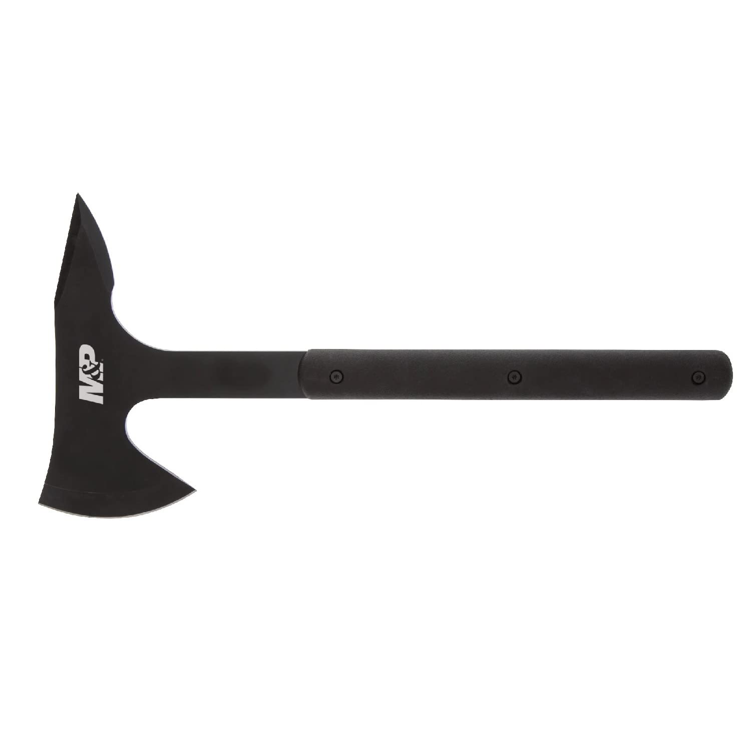 Smith & Wesson M&P Extraction & Evasion 16in S.S. Full Tang Tactical Axe with a Spearpoint Spine, Rubberized Handle and Sheath for Outdoor, Survival and EDC