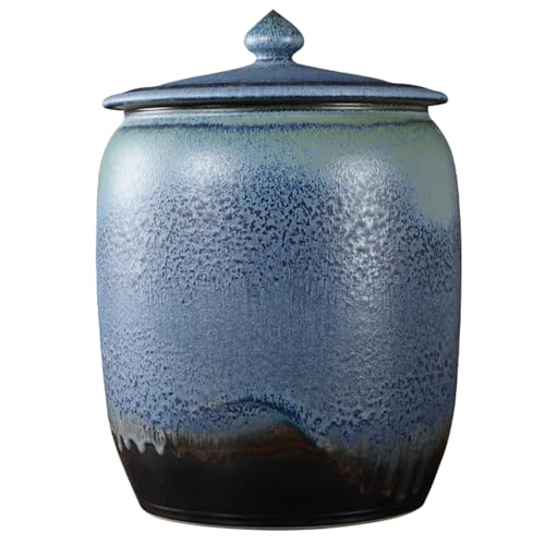 TOERVIOZ 15kg, Rice Dispenser, Ceramic Rice Storage Container with Airtight Lid, Ceramics Rice Jar Large Grain Dispenser, Kitchen & Pantry Organization for Rice, Soybeans, Corn, Oatmeal,Coffee Beans