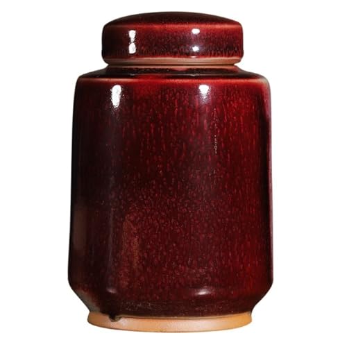 LINKIO Ceramic Food Jar Vintage Pure Handmade Bulk Tea Storage Container Jar Ceramic Red Small Sealed Jar Chinese Tea Set Single Jar Orphan Pantry Storage Containers