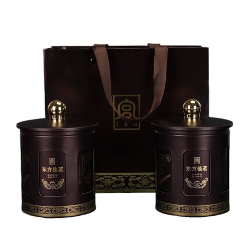 LINKIO Ceramic Food Jar Creative Retro Bulk Tea Storage Container Jar Double Layer Tin Lid Sealed Jar Tinplate Jar Tea Set Single Jar Empty Jar Pantry Storage Containers(E)