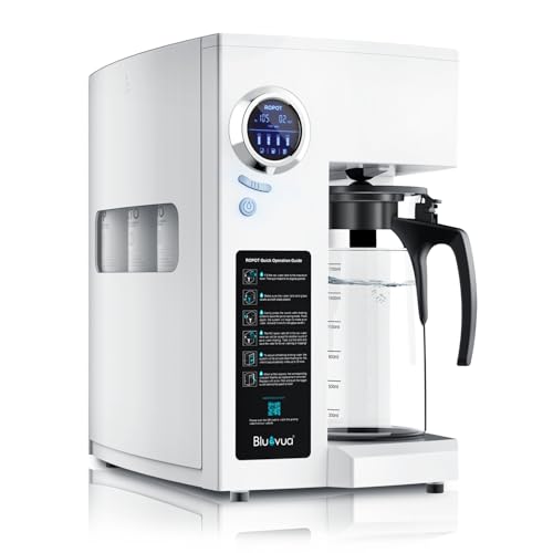 Bluevua RO100ROPOT Reverse Osmosis System Countertop Water Filter, 4 Stage Purification, Counter RO Filtration, 2:1 Pure to Drain, Purified Tap Water, Portable Water Purifier for Home