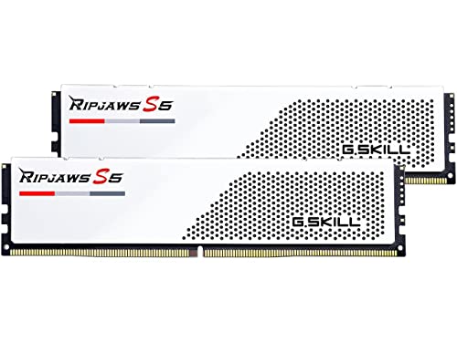 G.SKILL Ripjaws S5 Series (Intel XMP 3.0) DDR5 RAM 64GB (2x32GB) 5600MT/s CL36-36-36-89 1.25V Desktop Computer Memory UDIMM - Matte White (F5-5600J3636D32GA2-RS5W)