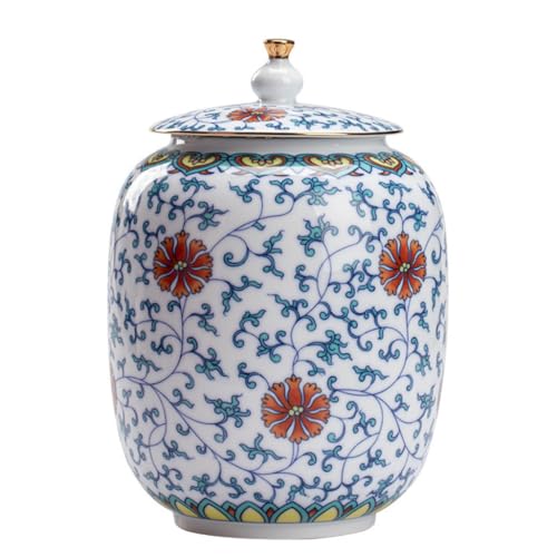 LINKIO Ceramic Food Jar Creative Hand-Painted Ceramic Bulk Tea Storage Jar Household Kitchen Sealed Jar Tea Storage Jar Large Tea Jar Pantry Storage Containers(Medium)