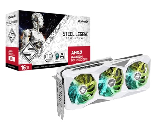 ASRock AMD Radeon RX 7900 GRE Steel Legend OC Graphics, 16GB, GDDR6, 256-Bit, White