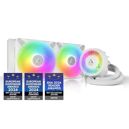 ARCTIC Liquid Freezer III 280 A-RGB - CPU AIO Water Cooler, Water Cooling PC, Intel & AMD, Efficient PWM-Controlled Pump, Fan: 200–1900 RPM, LGA1851 and LGA1700 Contact Frame - White