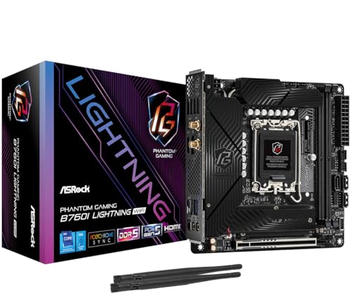 ASRock Phantom Gaming B760I Lightning WiFi 8600 MHz DDR5 128 GB SATA3 6.0 Gb/s Mini-ITX Intel LGA1700 Motherboard