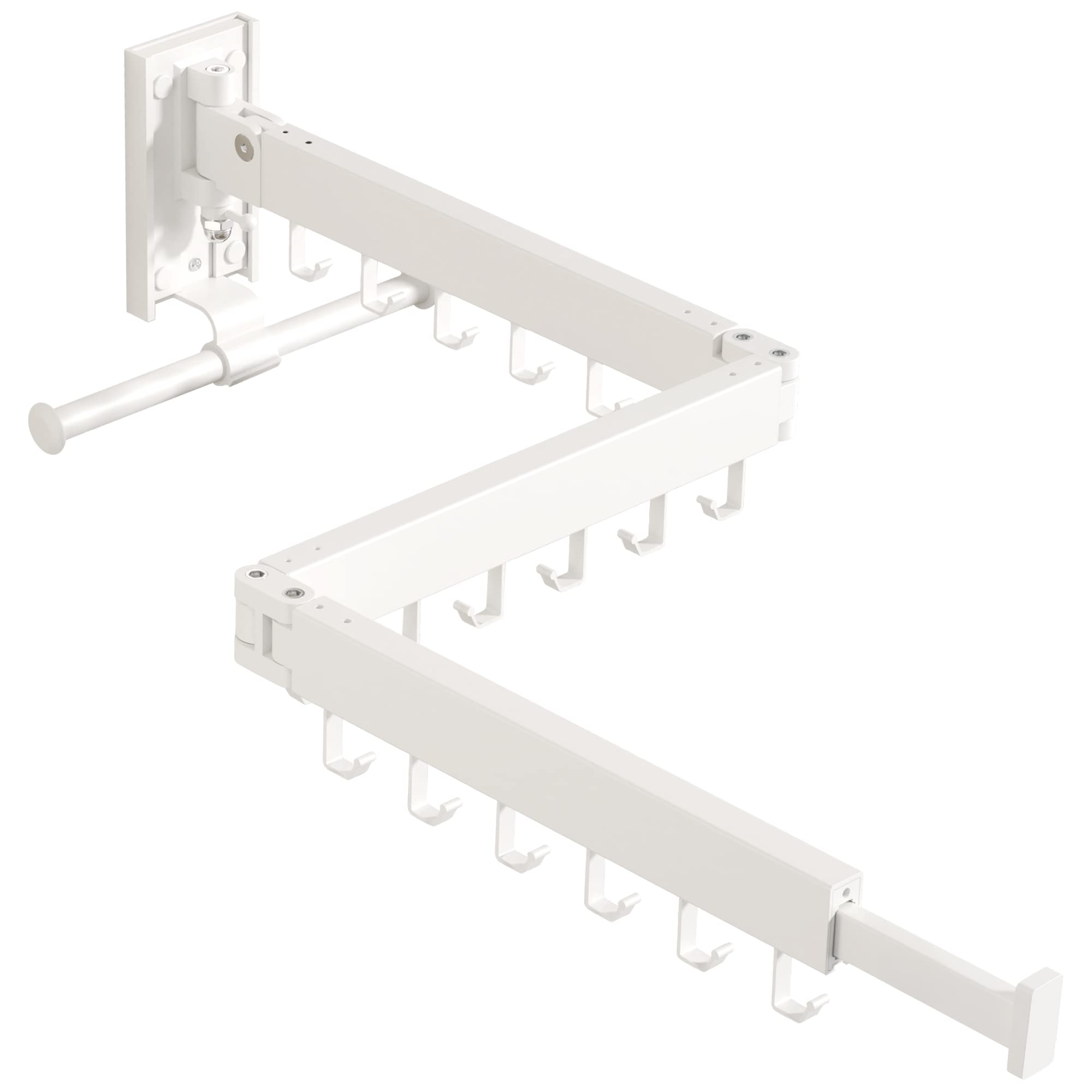 BOQORAD Wall Mounted Clothes Hanger Rack, Clothes Drying Rack,Laundry Drying Rack,Collapsible Clothes Rack Wall Mount, Retractable Drying Rack Clothing,can Fold Upward & Left & Right,White Color