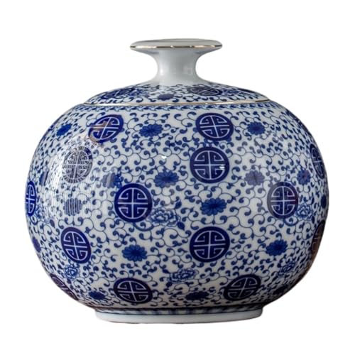 LINKIO Ceramic Food Jar Ceramic Loose Tea Storage Container Empty Jar Blue and White Large Sealed Jar Chinese Retro Tea Storage Jar Pantry Storage Containers(B,Large)