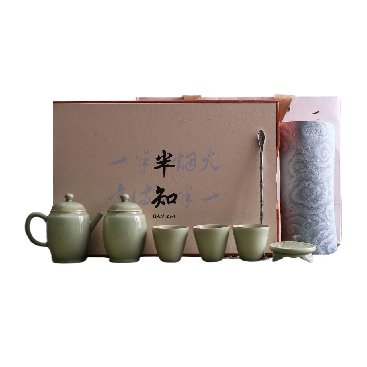 LINKIO Ceramic Food Jar Ceramic Tea Storage Jar Outdoor Travel Portable Tea Set Home Teapot One Pot Three Cups Chinese Tea Gift Box Set Pantry Storage Containers