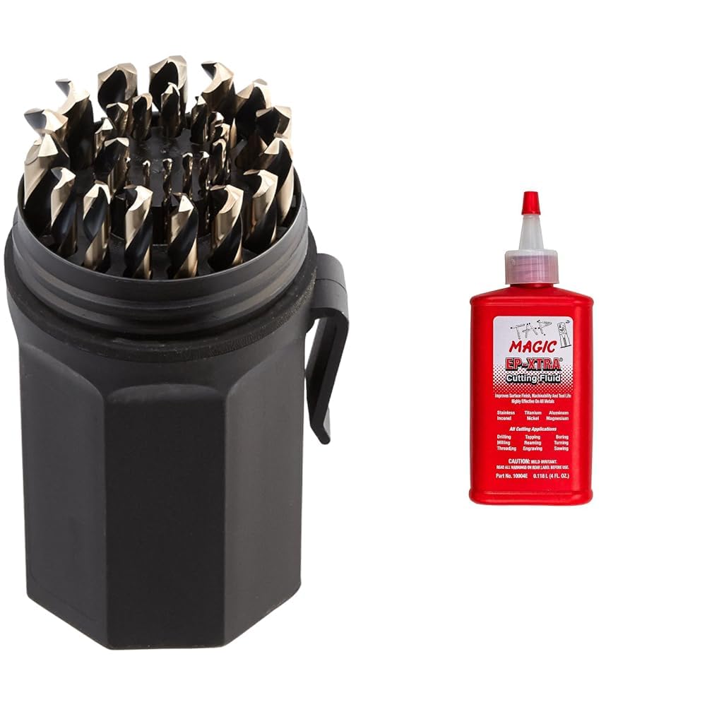 Norseman 29-Piece 135 Degree Split Point Magnum Drill Bit Set, Tap Magic 4 oz Industrial Cutting Fluid