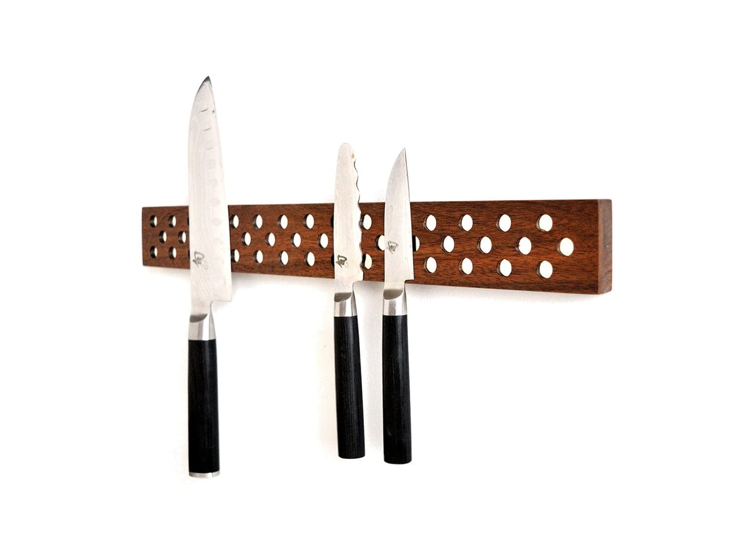Magnetic Wooden Knife Bar Holder Strip, Cherry or Walnut, 12, 16, 20, or 24 Inch (24 Inch, Walnut)