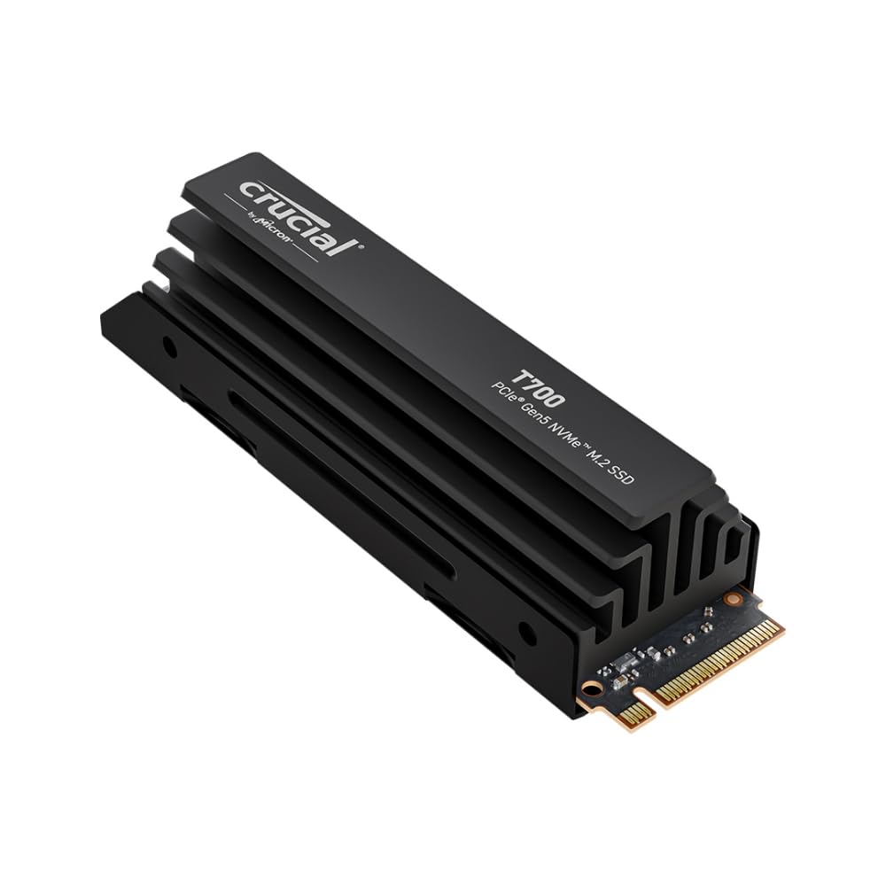 Crucial T700 4TB Gen5 NVMe M.2 SSD with heatsink - Up to 12,400 MB/s - DirectStorage Enabled - CT4000T700SSD5 - Gaming, Photography, Video Editing & Design - Internal Solid State Drive