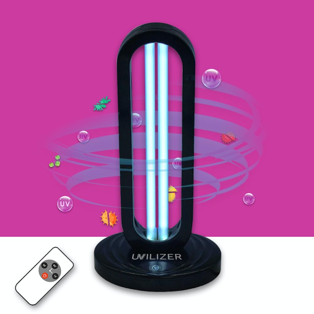 Rveal UVILIZER - UV Light Sanitizer & Ultraviolet Disinfection Lamp (38W UV-C Cleaner for Home, Room, Travel | 3-Speed Timing and Remote Control | No Odor, Toxins, Water | UVO254 | USA)