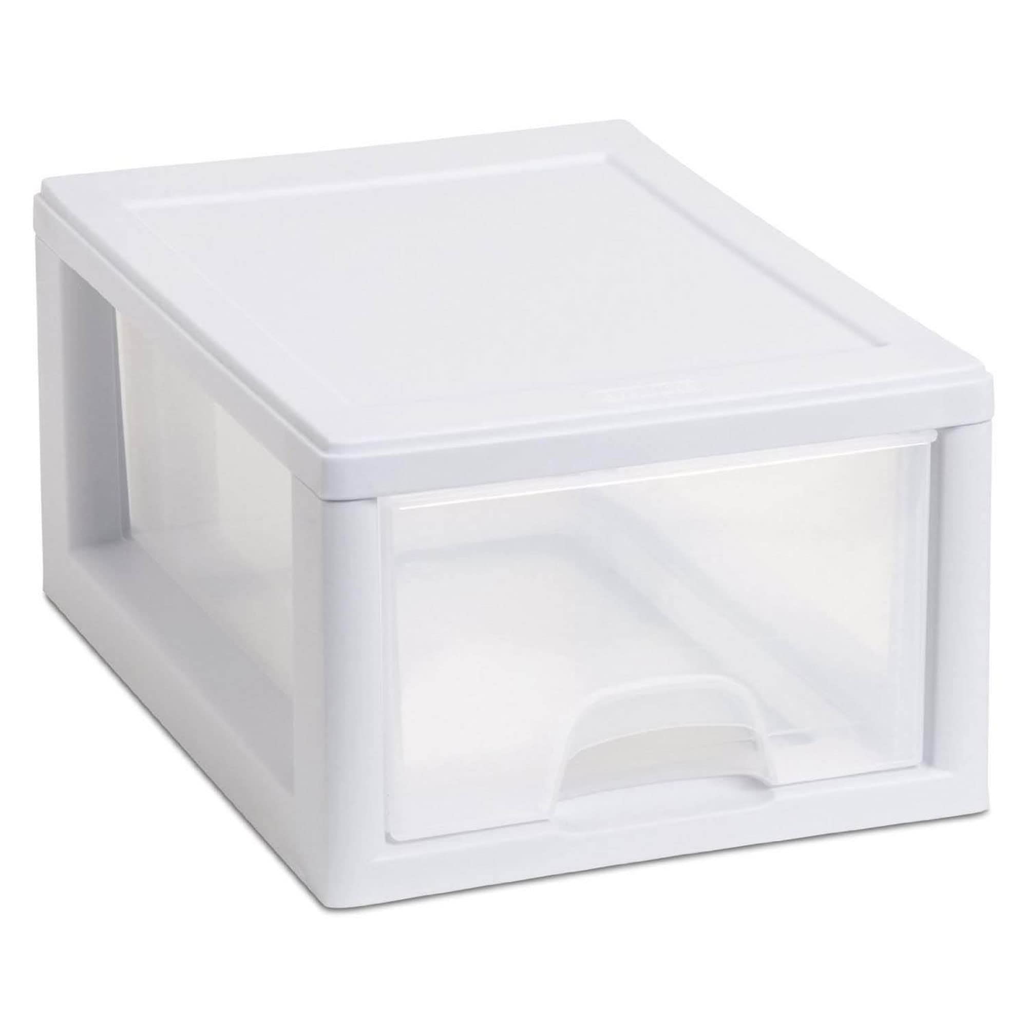 Sterilite 18-Pack Stacking Drawers, Clear Storage Closet Organizer, White Frame, 6 Quart