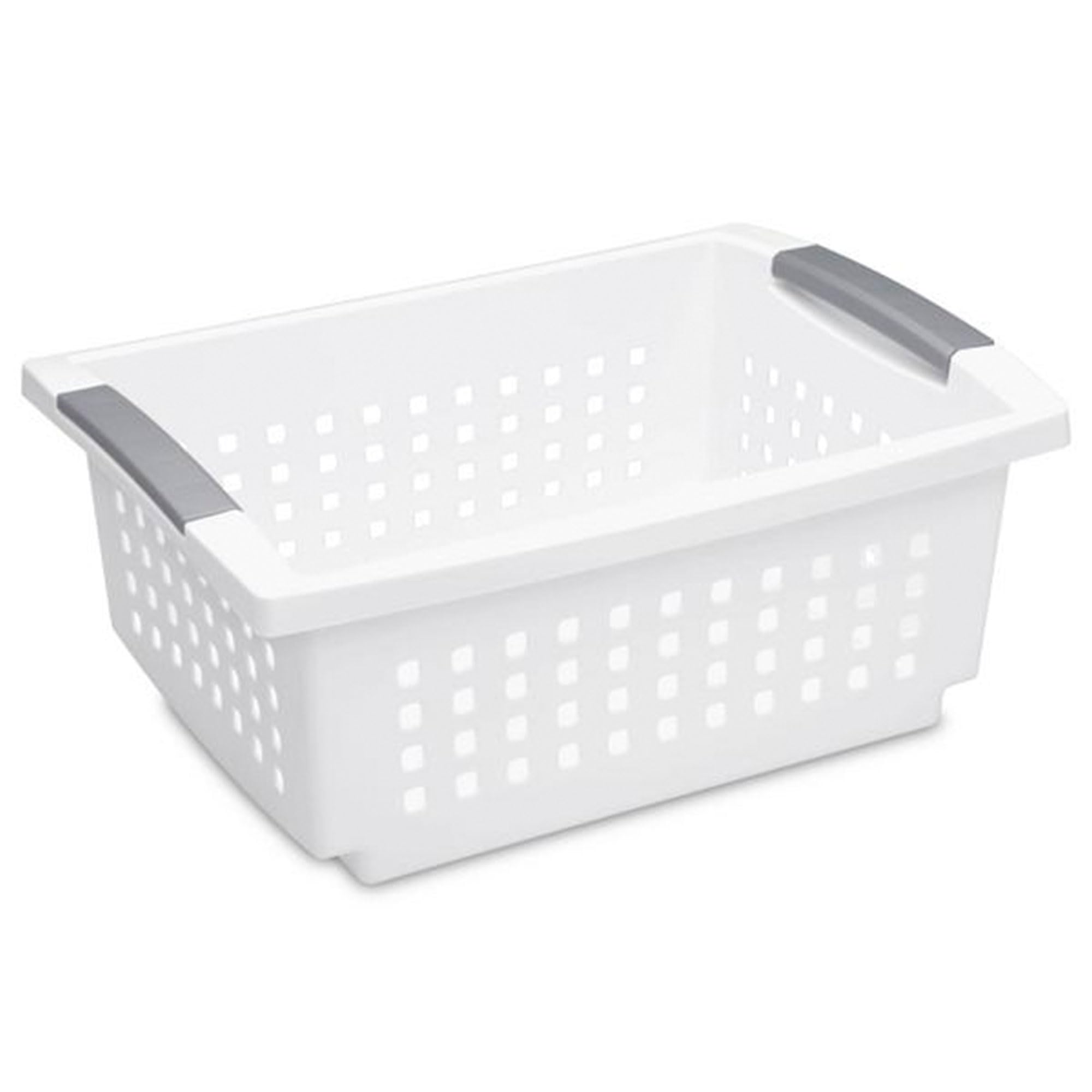 Sterilite Stackable Storage Bin and Organization Basket with Flip Down Accent Rails for Home and Household Organization, Medium, White (30 Pack)