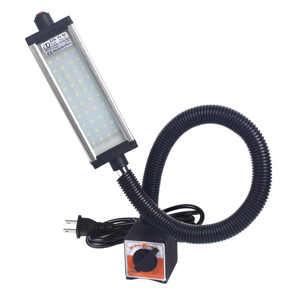 XINYIQI Magnetic Work Light, Led Machine Light, 44 LEDs Waterproof Magnetic Work Light with 19 inch Electroplated Gooseneck IP66 Waterproof 800 Lumen 120 Volt for Lathe Machine Tools Workbench