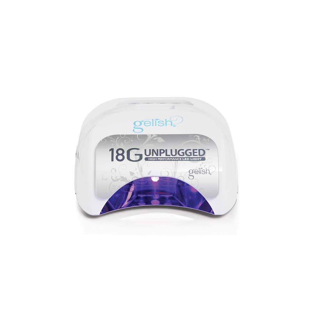 Gelish 18G Unplugged LED Light - Portable, Rechargeable, 36W, White & Silver, Intelligent Power Assist, Motion Sensors, Timer, Magnetic Tray, Ergonomic Design Gel Lamp, Nail Lamp, Gel Nail Light