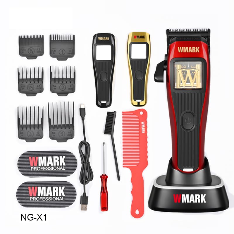 WMARK Professional Cordless Hair Clipper for Barber | 10,000 RPM Maglev Motor | DLC Zero-Gapped Fade Blade | Rechargeable and Powerful Hair Cutting Tool NG-X1