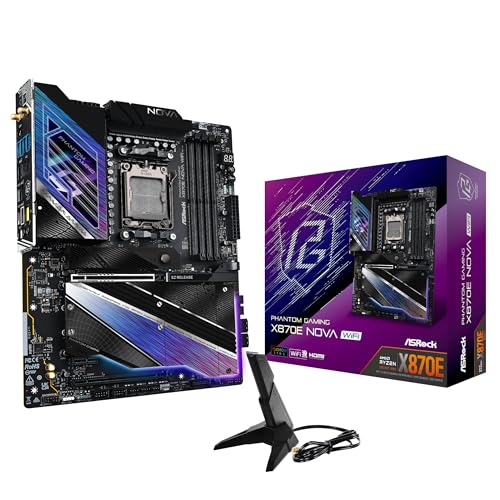 ASRock Phantom Gaming X870E Nova WiFi Socket AM5 AMD Ryzen X870 DDR5 DIMMs 8200 MHz 256 GB ATX Motherboard USB4