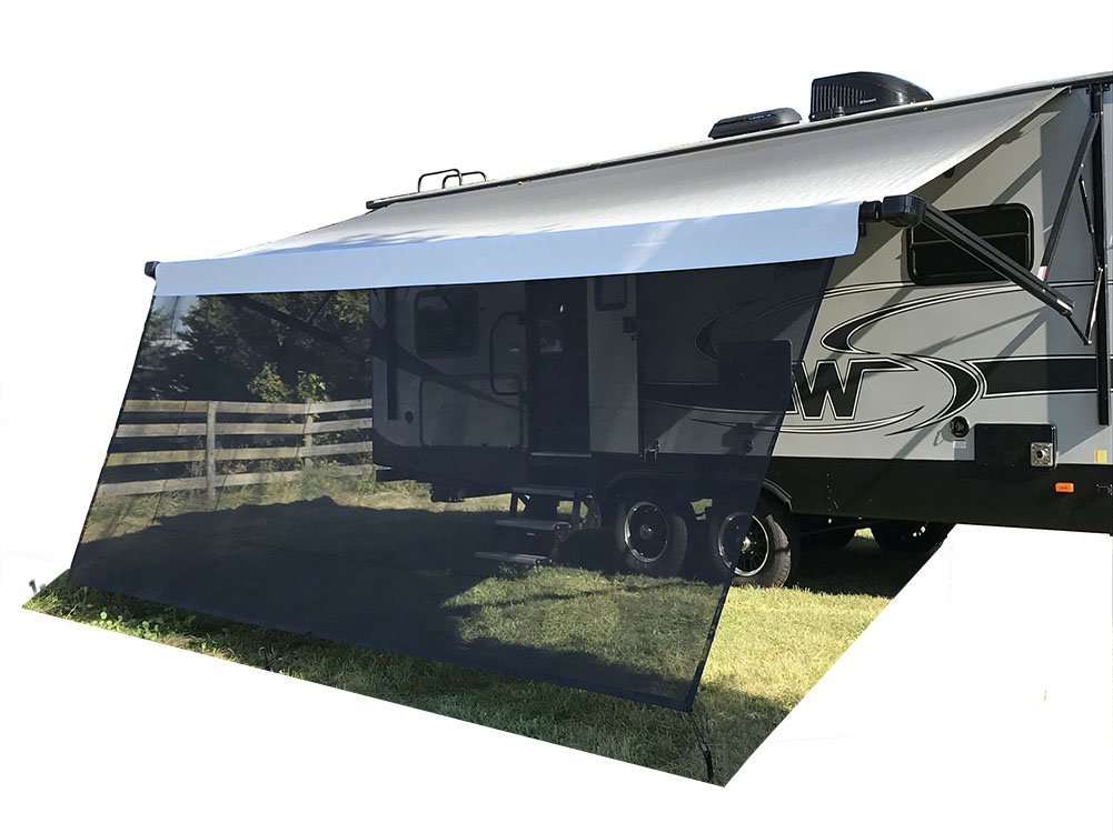 Tentproinc RV Awning Sun Shade Screen 8' X 11' 3'' (Fit for 12' Awning) Mesh Screen Sunshade Sunscreen Motorhome Camping Trailer Awning Shadescreen UV SunBlocker - 3 Year Warranty (Black)