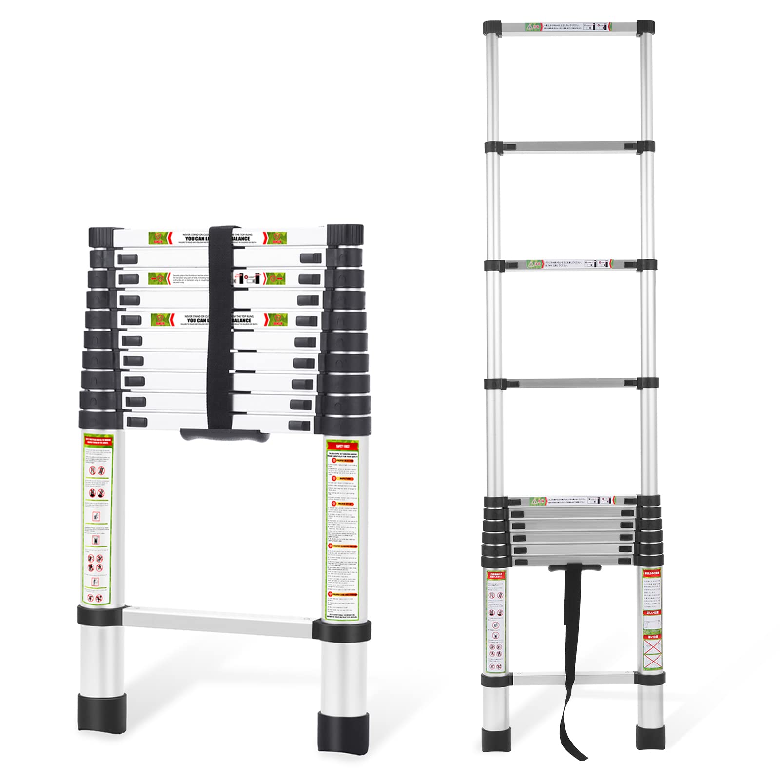 Telescopic Ladder, 10.5FT RIKADE Aluminum Telescoping Ladder with Non-Slip Feet, Portable Extension Ladder for Household and Outdoor Working, 330lb Capacity (3.2m/10.5FT)