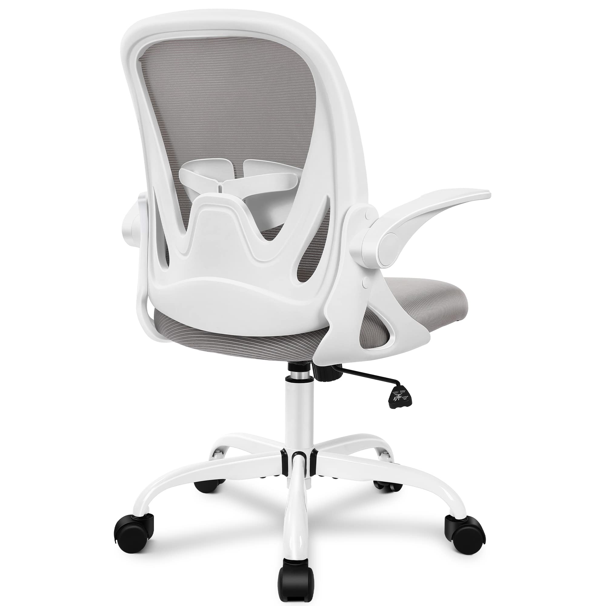 Primy Office Chair Ergonomic Desk Chair with Adjustable Lumbar Support and Height, Swivel Breathable Desk Mesh Computer Chair with Flip up Armrests for Conference Room（Gray）