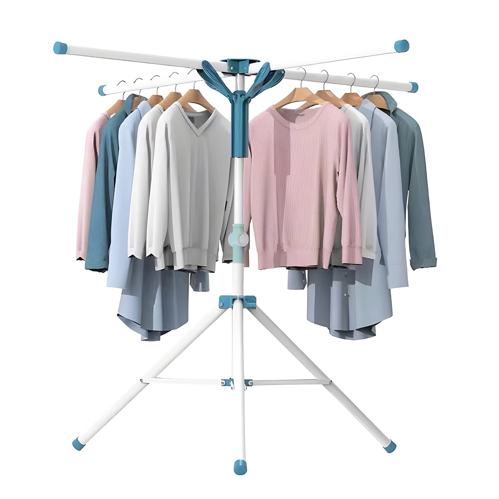 JAUREE Tripod Clothes Drying Rack Folding Indoor, Portable Drying Rack Clothing and Height-Adjustable, Space Saving Laundry Drying Rack with 20 Clips
