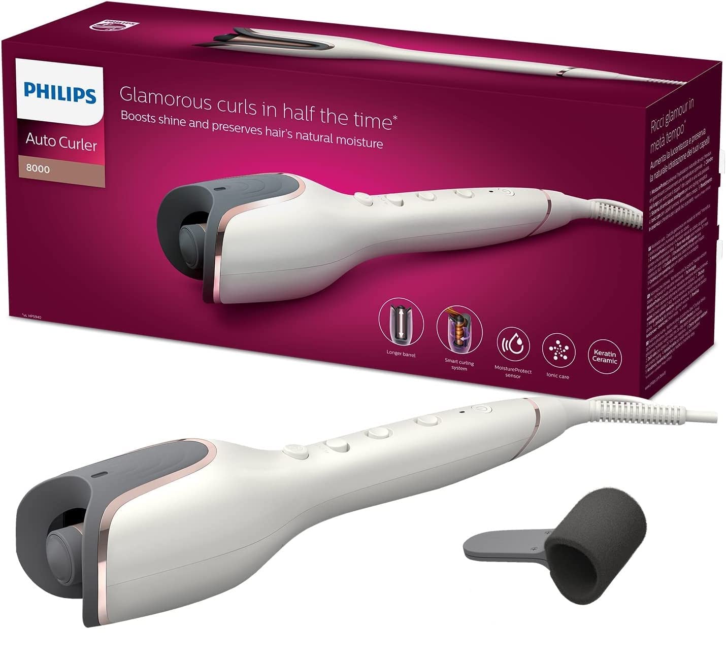 PHILIPS BHB878 BHB878/00 MoistureProtect Auto Curler StyleCare Prestige 110-220V