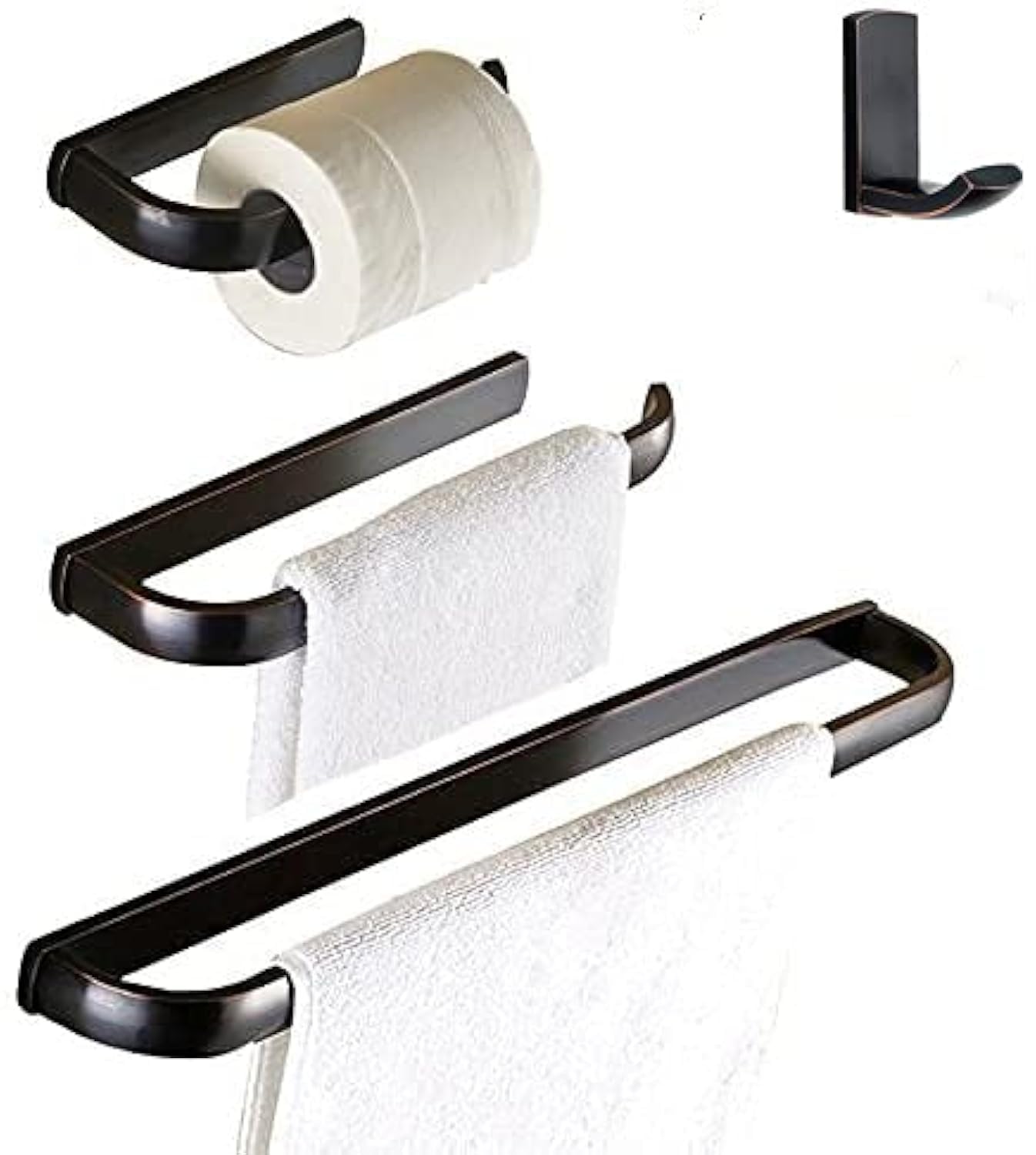 WINCASE Bronze Bathroom Accessories, Oil Rubbed Towel Bar Set 24 Inch, Hardware 4 Pieces ORB Towel Rod Toilet Paper Holders Robe Hook Wall Mounted