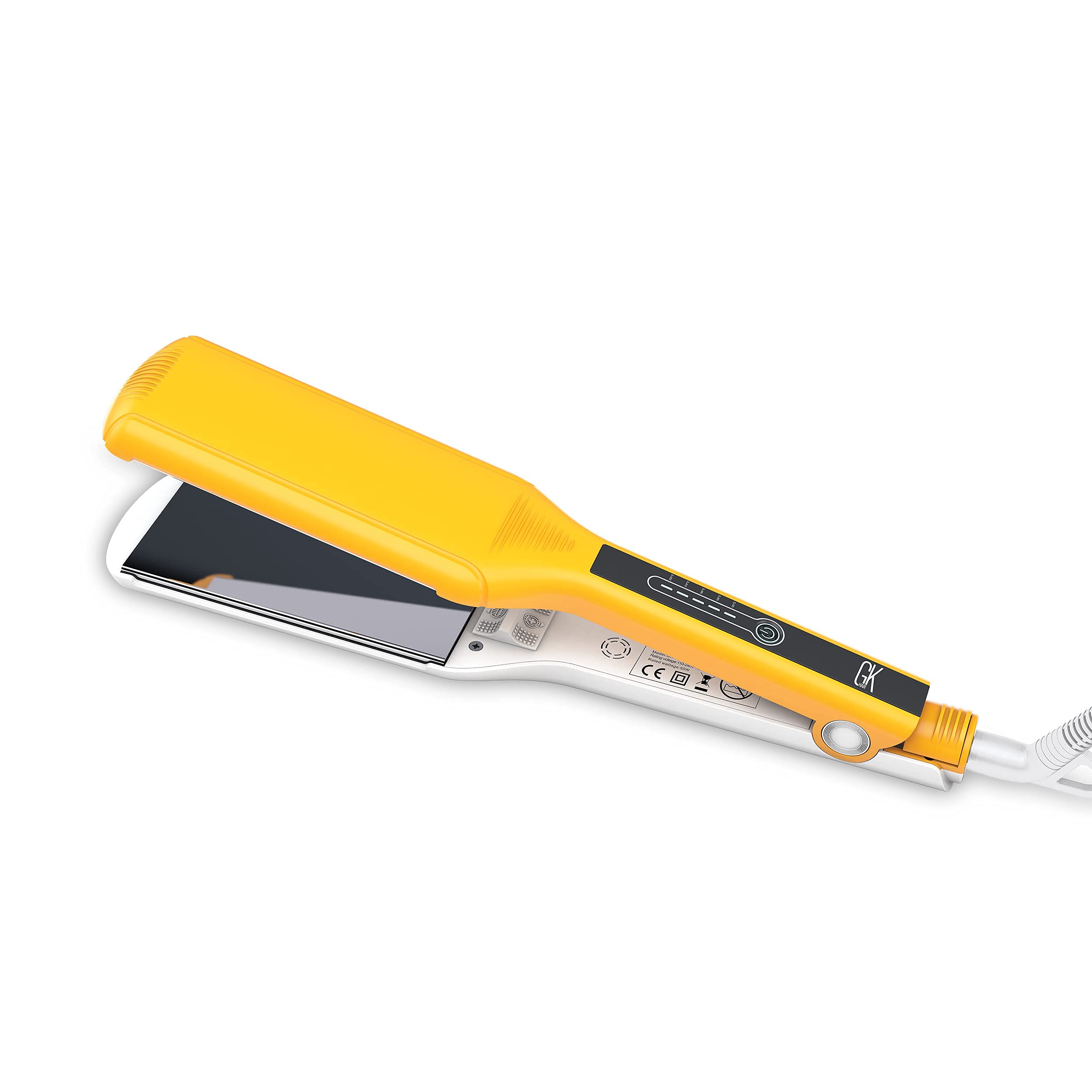 GK HAIR Global Keratin One Control Titanium Styling Flat Iron, 1.5 inches Wide Plates, Auto Shutoff, Professional Straightener, All Hair Types, 150C-232C