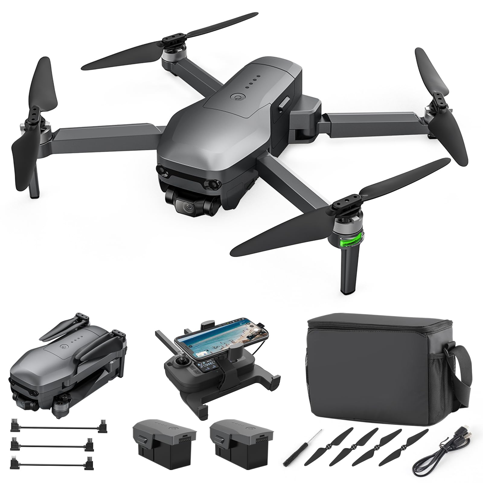 Drones with Camera for Adults 4K Compliance with FAA, 3-Axis Brushless Gimbal, Visual Obstacle Avoidance, Digital Transmission, 2 Batteries 60 Min Flight Time, GPS Auto Return, Follow Me, 9800FT Transmission Range, Encircling Flight