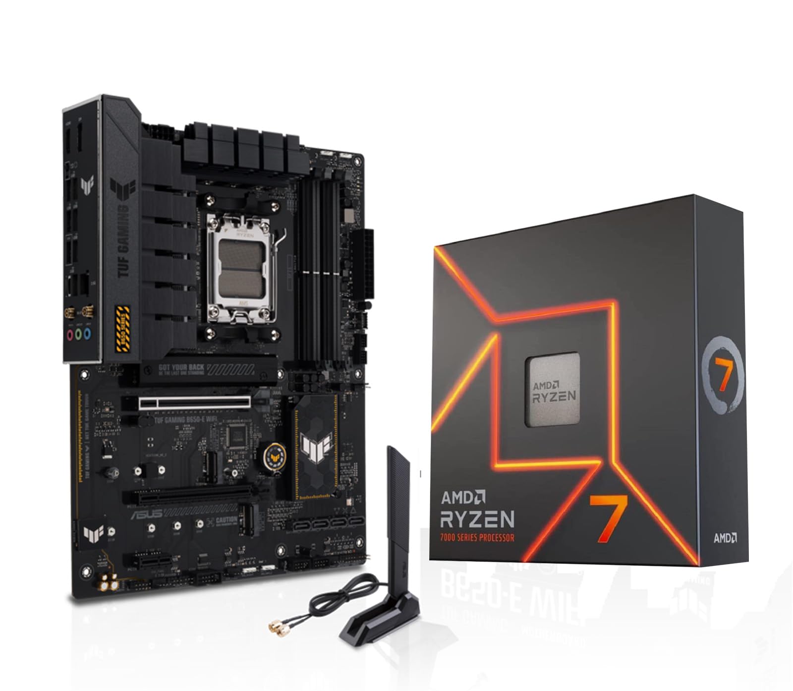 MICRO CENTER AMD Ryzen 7 7700X CPU Processor with ASUS TUF Gaming B650-E WiFi ATX Motherboard