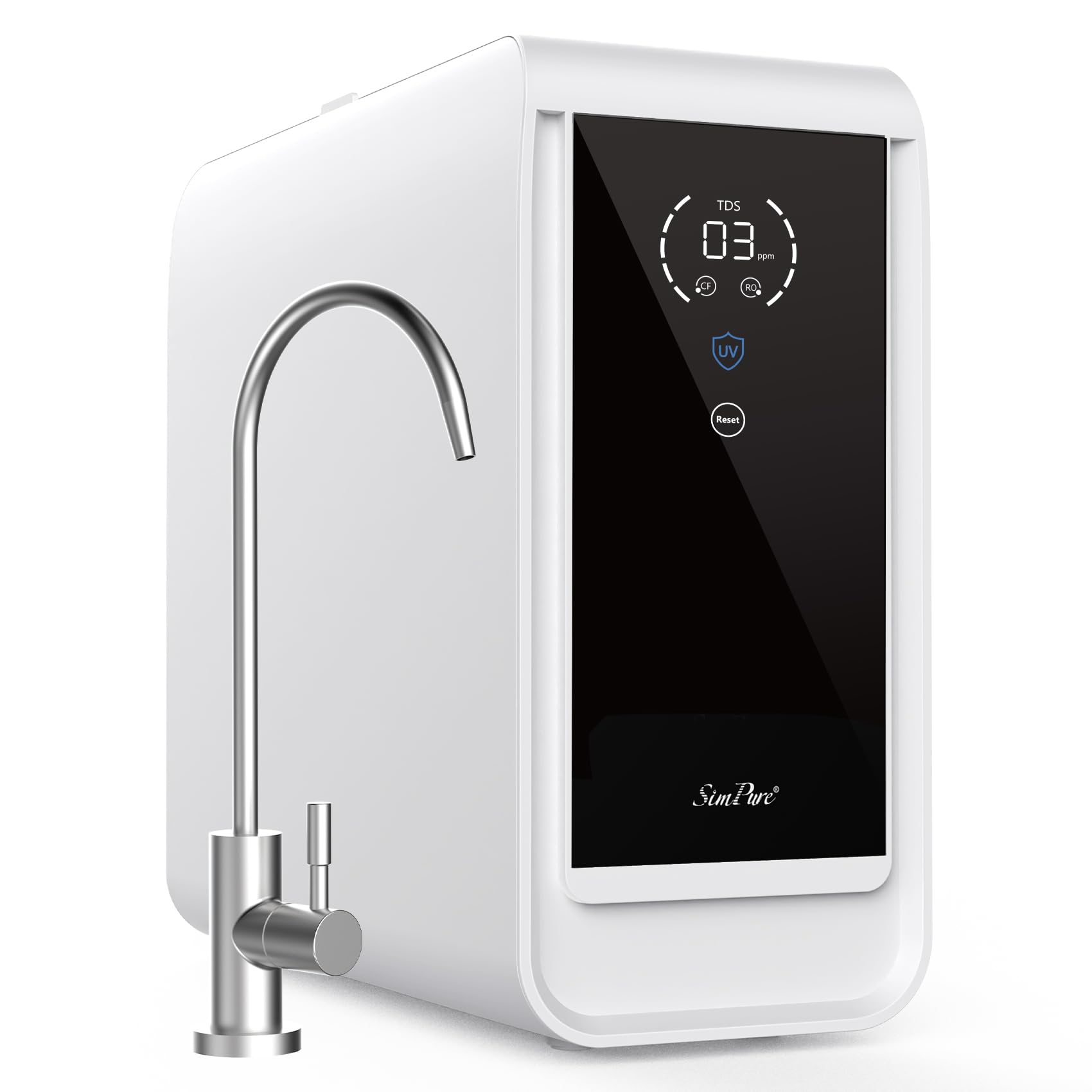 SimPure Q3-600 UV Reverse Osmosis System, 600 GPD 8 Stage Under Sink RO Water Filtration, 2:1 Pure to Drain,TDS Display, Filter Reminder, NSF/ANSI 58 Certified