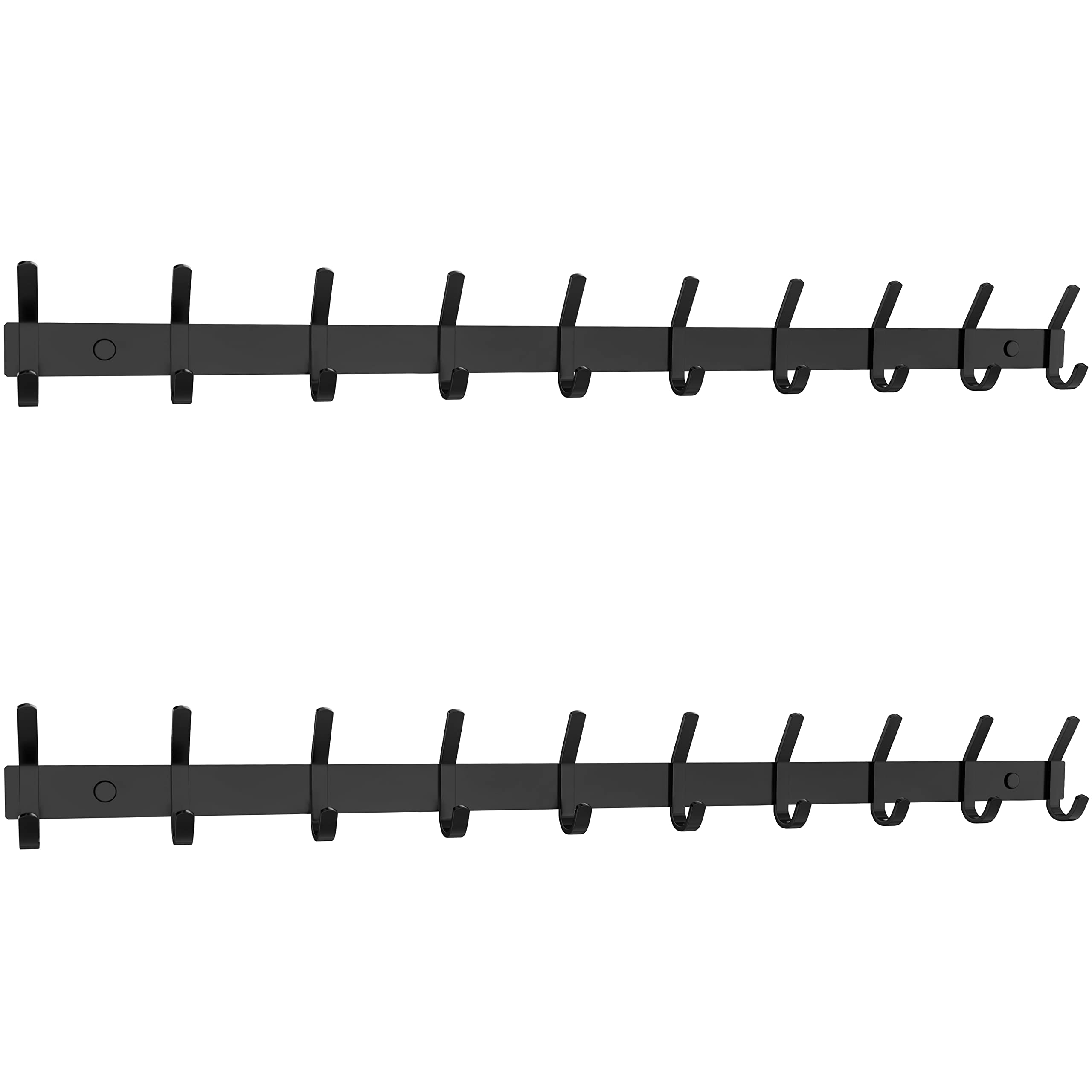 SAYONEYES Matte Black Coat Rack Wall Mount with 10 Double Hooks for Hanging – 30 Inch Heavy Duty SUS304 Stainless Steel Rustic Coat Hooks – Hat, Clothes, Purse, Towel Wall Hooks – 2 Pack