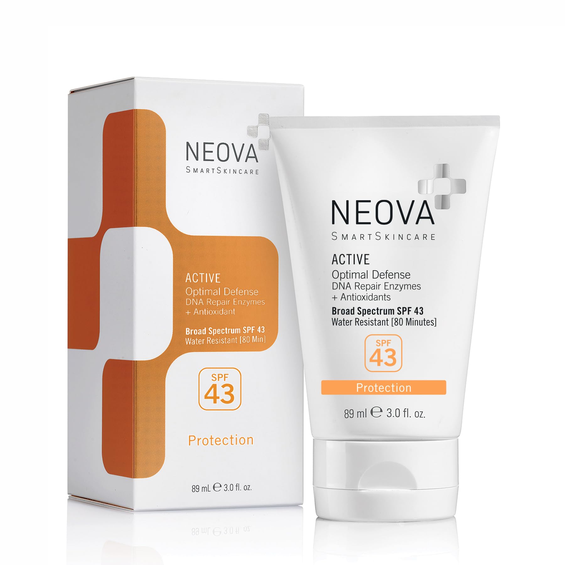 NEOVA SmartSkincare Active Sunscreen for Body 3 fl. Oz. | Broad Spectrum SPF 43 | Zinc & Octinoxate | Water Resistant up to 80 Min