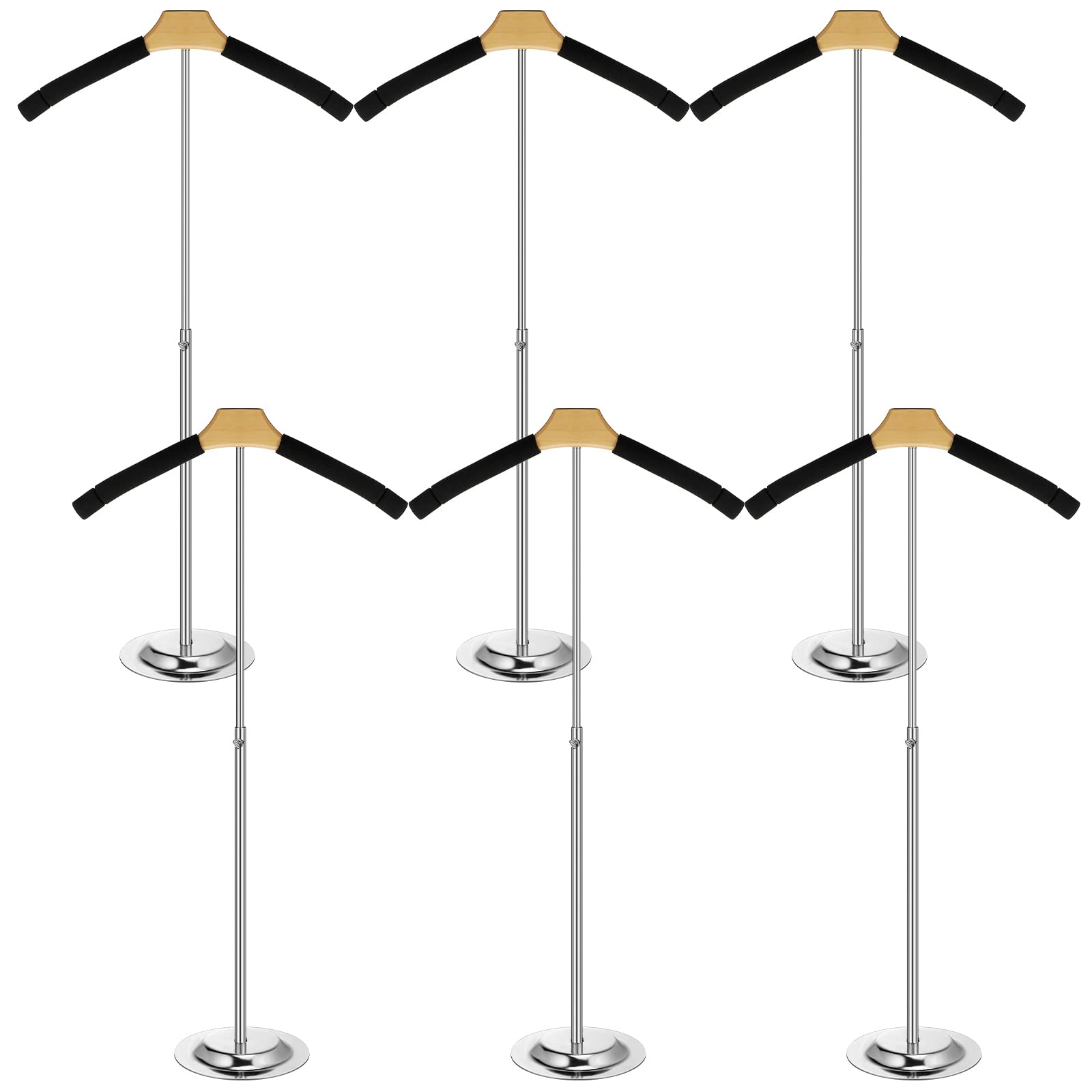 Qunclay Adjustable T Shirt Display Stand Flexible Shoulder Shirt Rack Portable Metal Clothes Hanger Rack Mannequin Torso Stand for Vendor Clothes Jacket Coat, Height 16-27.9 Inch, Black(6 Pcs)