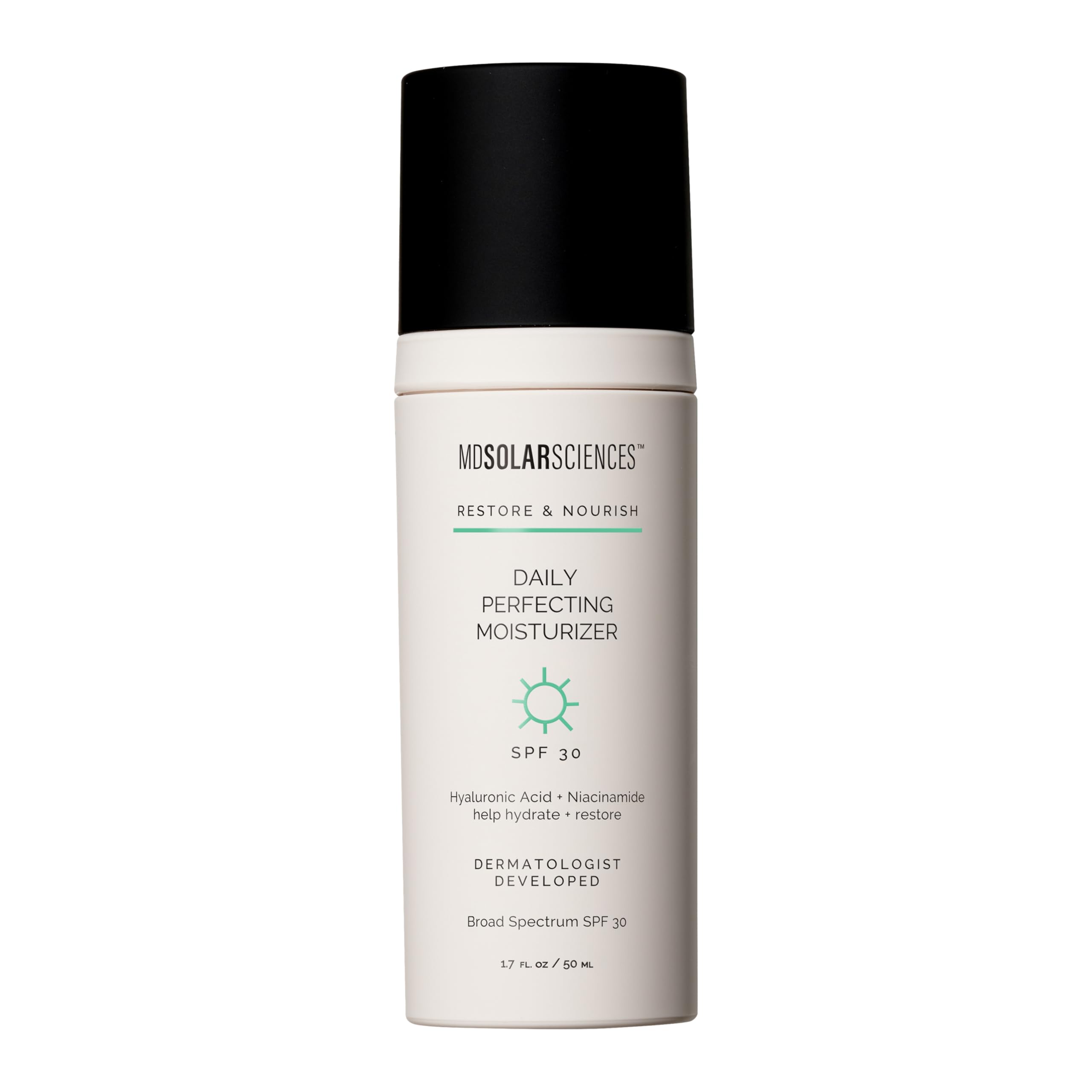 MDSolarSciences Daily Perfecting Moisturizer Sunscreen SPF 30, Face Moisturizer and Sunscreen, Anti-Aging, Broad Spectrum Protection, Paraben-Free, Hydrating Lotion for All Skin Types, 1.7 Fl Oz