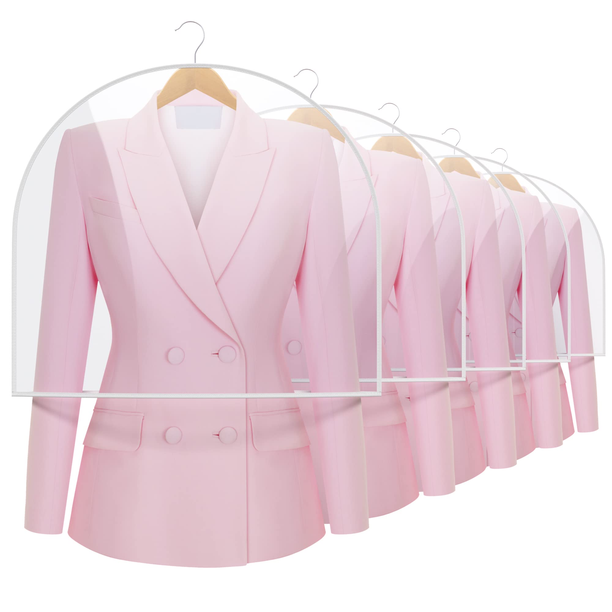 HANGERWORLD 20 Pack Shoulder Covers - 24" x 21.5" with Gusset - Large PEVA Plastic Garment Cover Dust Protector for Hanging Clothes Storage