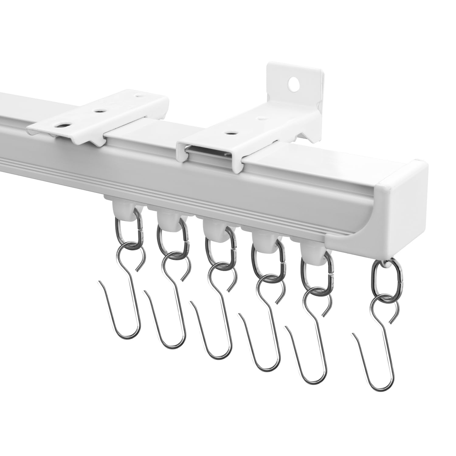 Hoeflife Ceiling Curtain Track, Curtain Track Ceiling Mount, Room Divider Curtain Rod or Wall with Rolling Hooks, Ceiling Shower Curtain Tracks Perfect for Privacy in Open Rooms,3-12ft White.