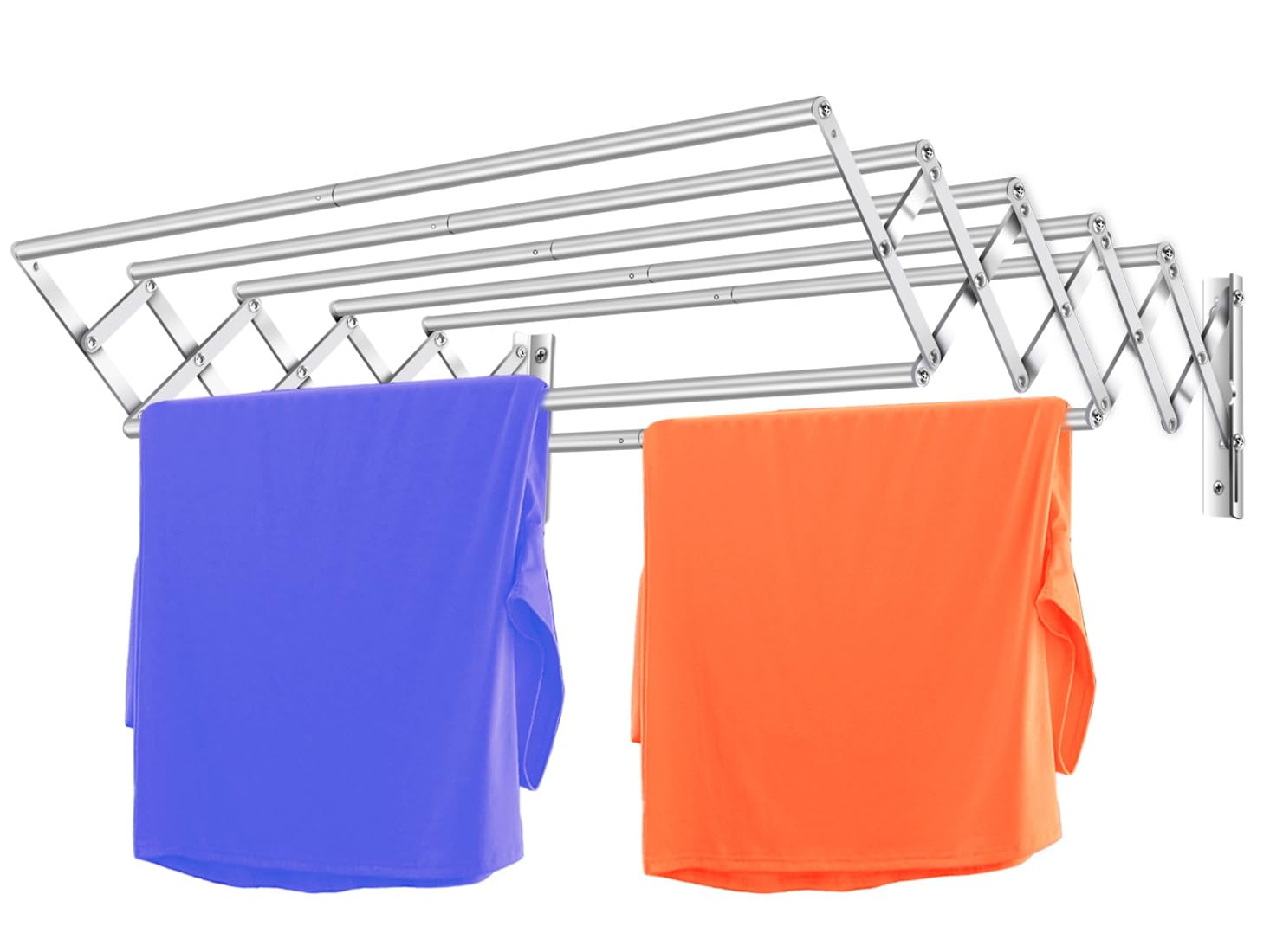MaiHongda Wall Mounted Laundry Clothes Drying Rack Clothing Retractable Accordion Wall Hanger Collapsible Hanging Towel Holder for Laundry Bathroom(32" Enhanced)