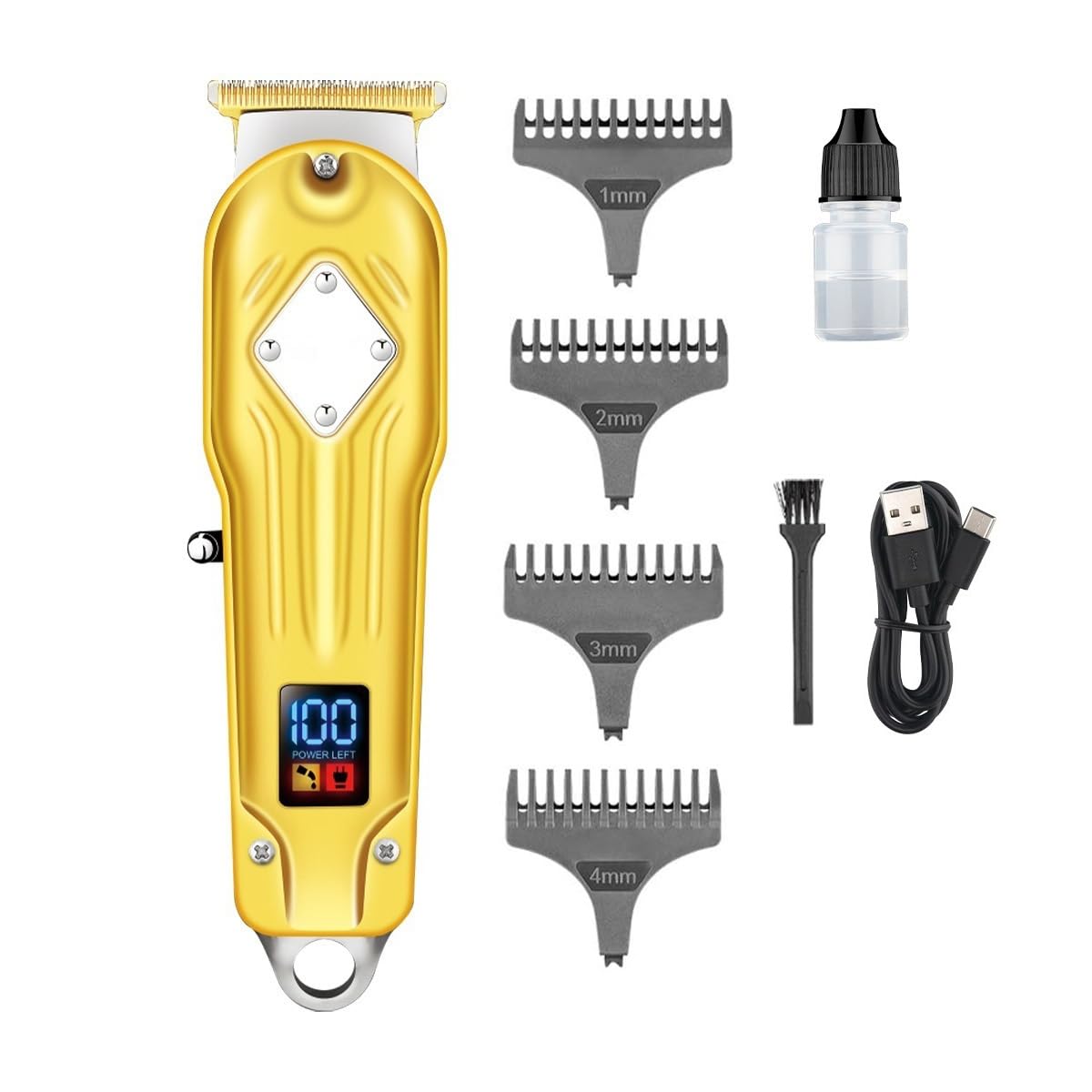 Hair Clippers Hair Trimmer Professional Hair Clipper Cordless Hair Cutting Machine Electric Haircut Machine Metal Trimmer For Men Hair Clippers(Golden)