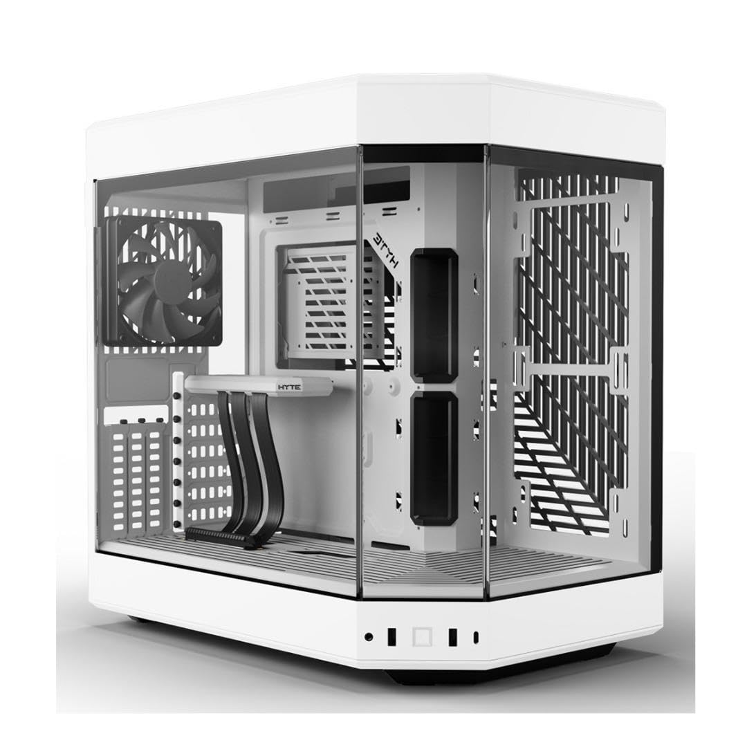 HYTE Y60 Modern Aesthetic Dual Chamber Panoramic Tempered Glass Mid-Tower ATX Computer Gaming Case with PCIE 4.0 Riser Cable Included, Snow White (CS-HYTE-Y60-WW)