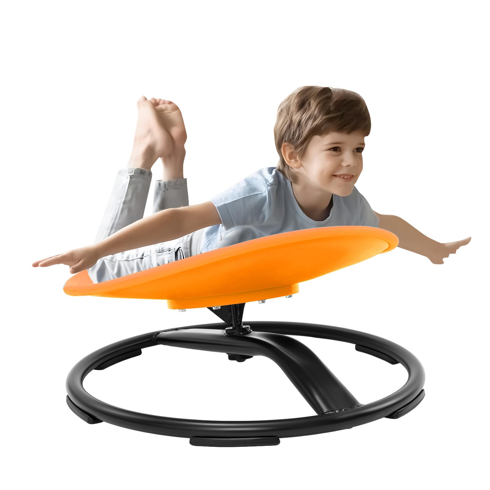 Zhenx Spinning Chair for Autistic Kids, Kids Sensory Swivel Chair, Sensory Spinner Seat for Autism Toddlers & ADHD Children, Sit and Spin Training Body Coordination (Orange)
