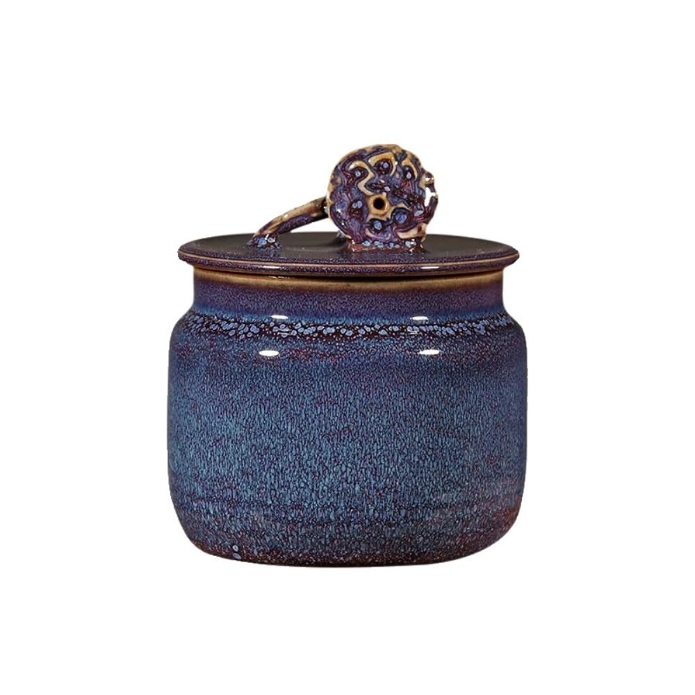 LINKIO Ceramic Food Jar Ceramic Handmade Lotus Pod Bulk Tea Storage Container Jar Household Small Sealed Jar Chinese Retro Single Jar Pantry Storage Containers