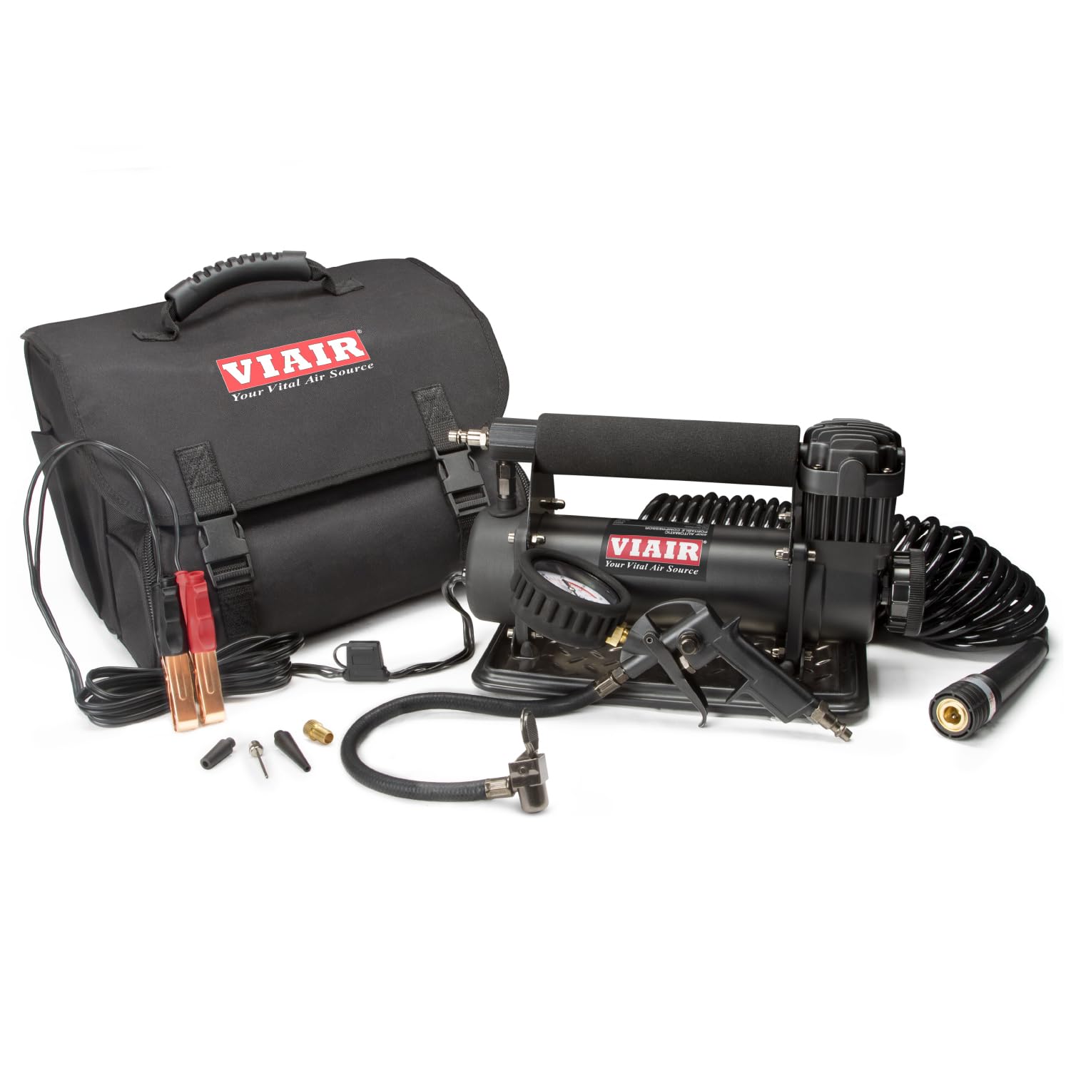VIAIR 450P/45044 Automatic Portable Compressor, Tire Inflator Kit, Air Compressor for Truck, Jeep, SUV, and Car Tires, Air Pump Kit, Car Accessories, 100% Duty Cycle, 150 PSI/1.80 CFM, Stealth Black
