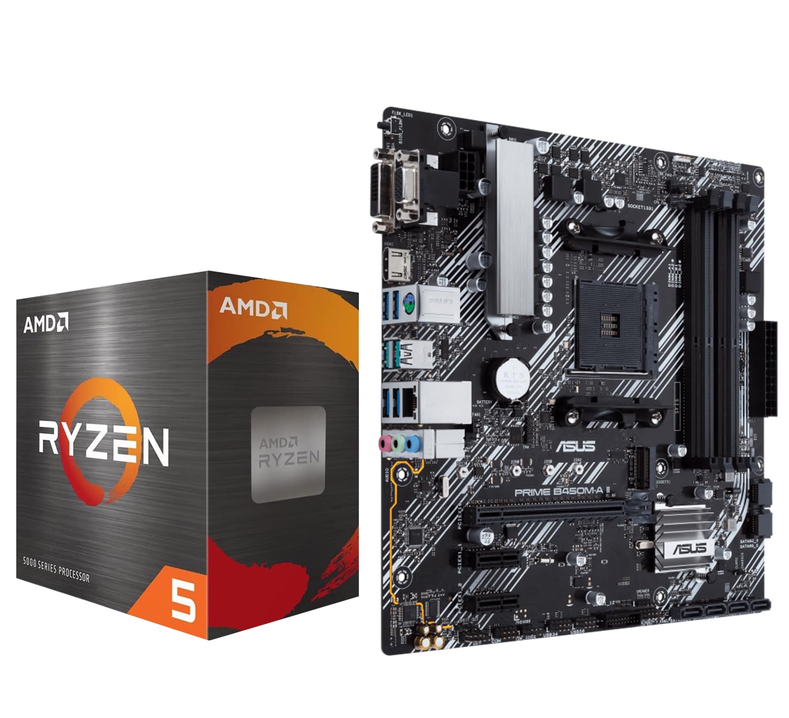 MICRO CENTER AMD Ryzen 5 5600 Desktop Processor with ASUS Prime B450M-A II AMD AM4 Micro ATX Motherboard