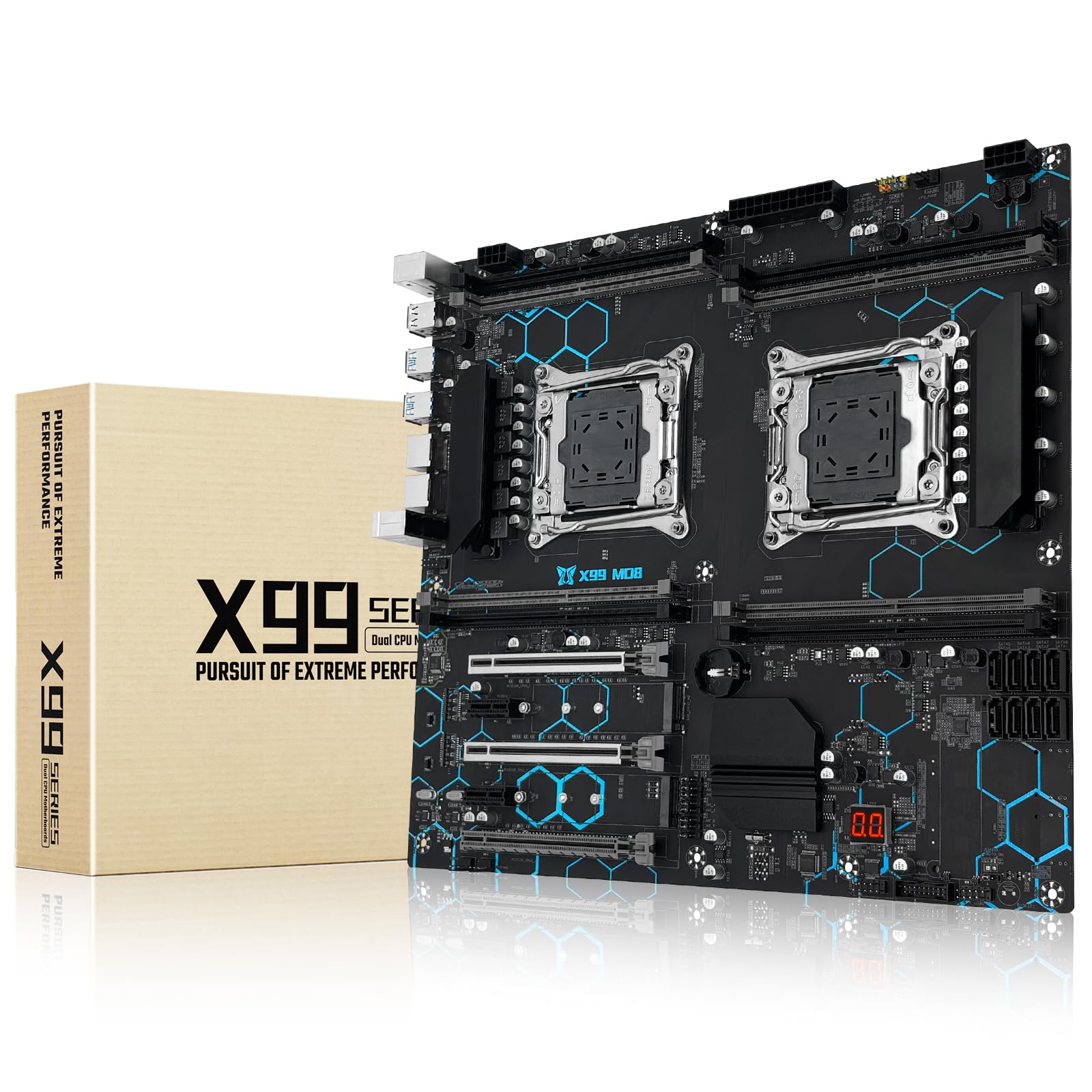 SHANGZHAOYUAN X99 Dual CPU Motherboard Intel LGA 2011-V3 Motherboard for Xeon E5 V3/V4 Series Processor (E-ATX, DDR4 Max 256GB, PCIe 3.0, NVME/NGFF M.2, SATA 6Gbps, USB 3.0, Gigabit LAN)