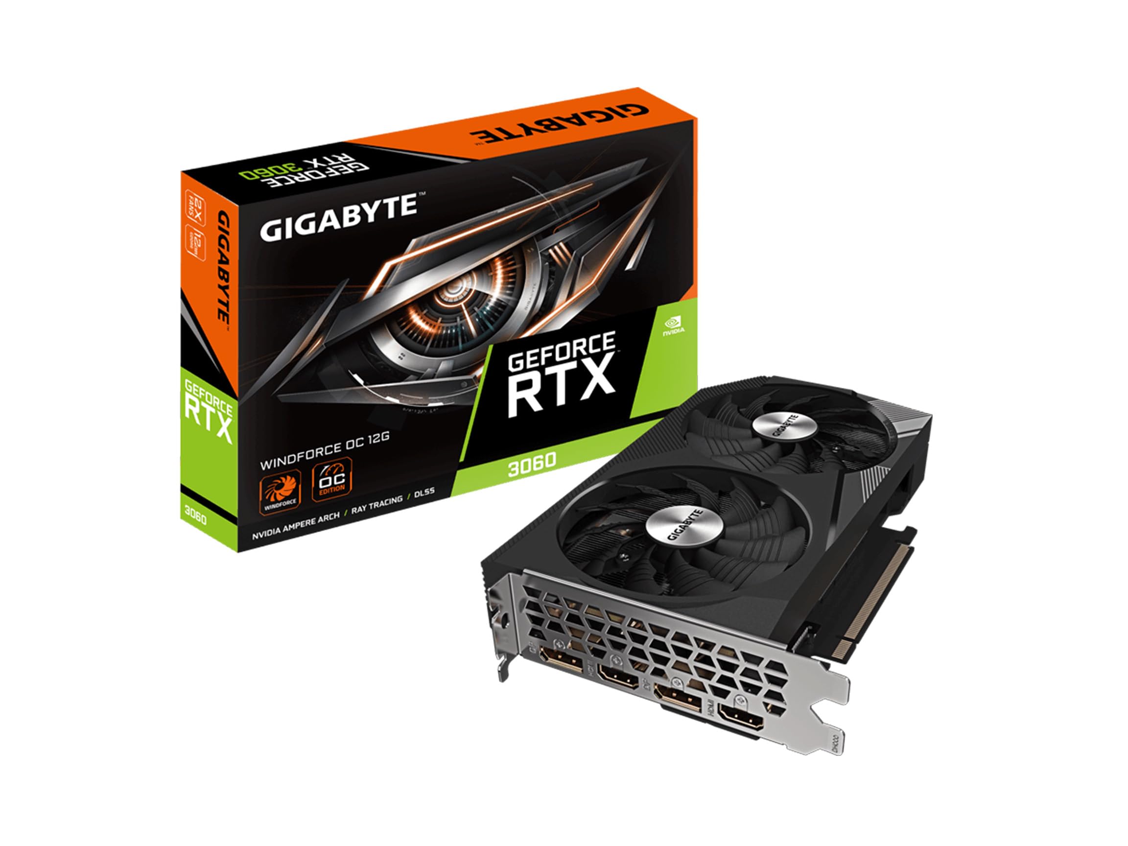 GIGABYTE GeForce RTX 3060 WINDFORCE OC 12G (rev. 2.0) Graphics Card, 2X WINDFORCE Fans, 12GB 192-bit GDDR6, GV-N3060WF2OC-12GD Rev2.0 Video Card