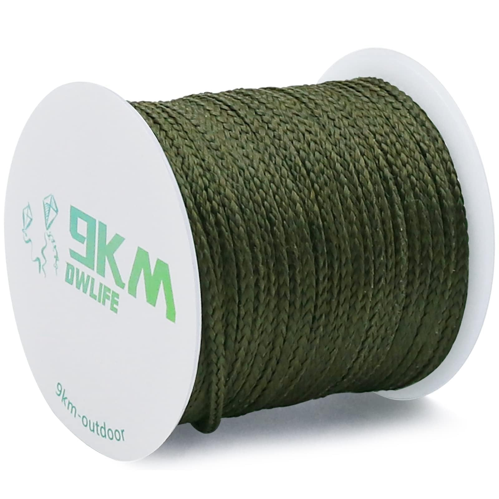 9KM DWLIFE Camo Green Kevlar Cord 150lb/1000ft High Strength, Ultralight, Abrasion Resistance for Trip Wire, Saw, Model Rocket, Hammock Tarp Ridgeline, Tactical Survival for Outdoor